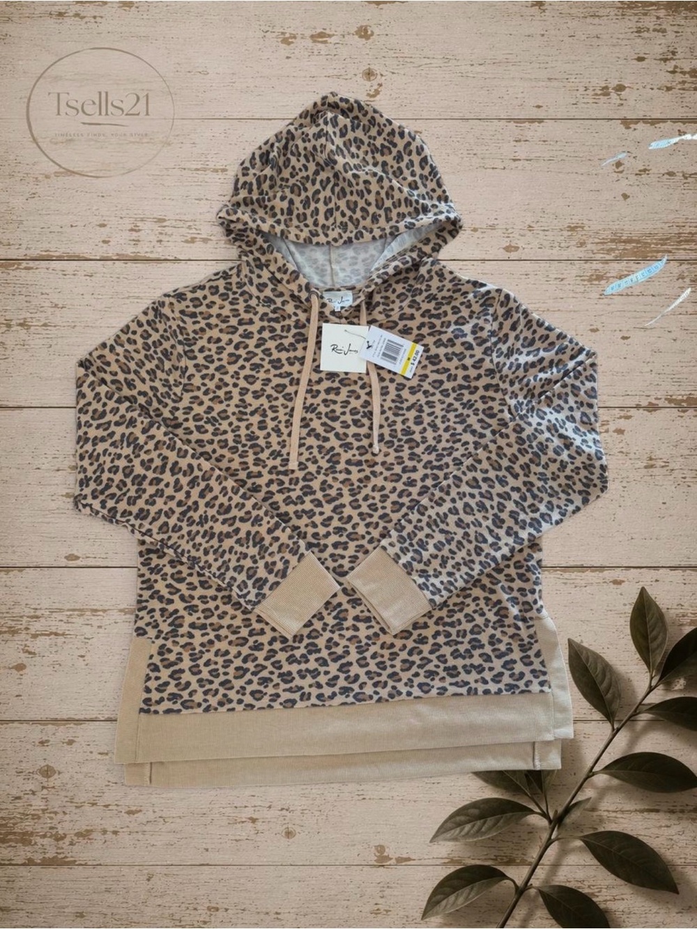 NWT Remi James NYC Leopard Print Hoodie - Size M